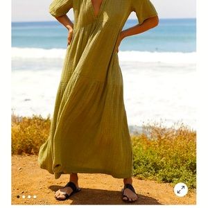 Anthropologie Flowy Maxi Dress in Olive Green - S- NWT